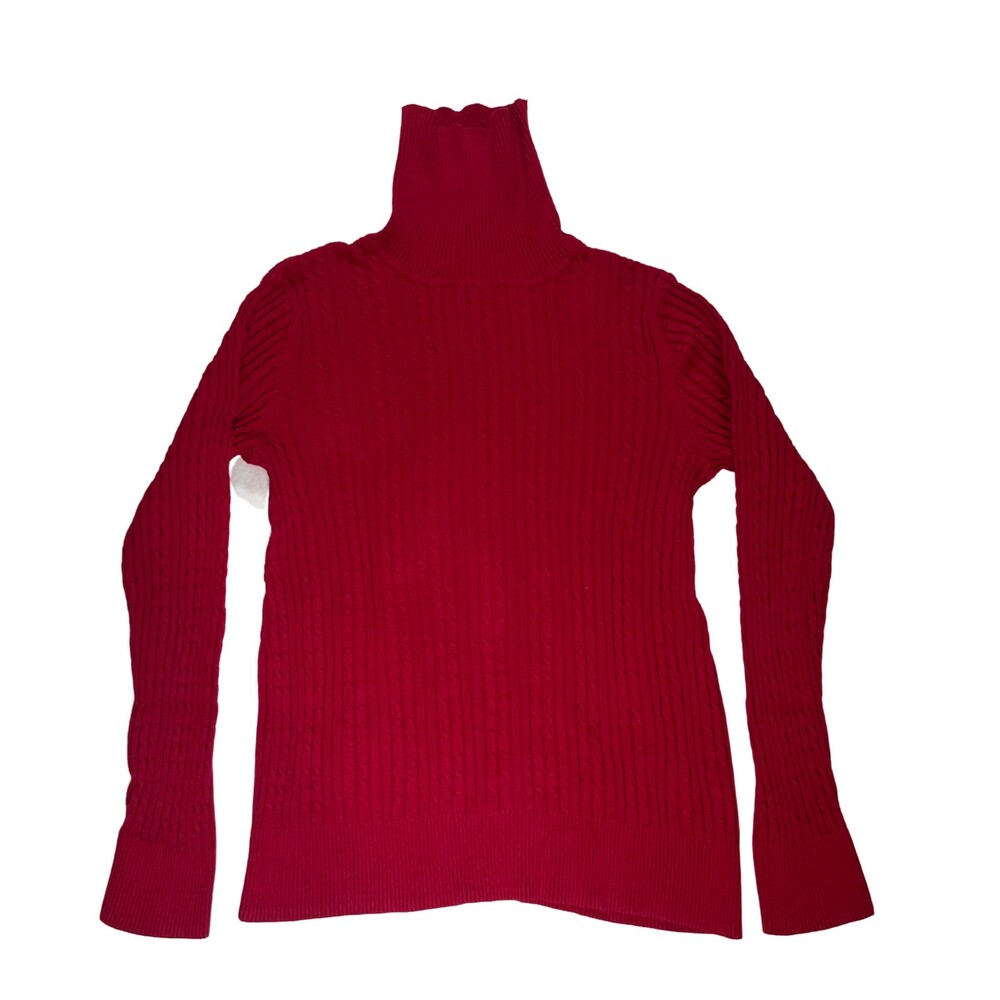 Croft & Barrow Women’s  Red Turtle Neck Sweater Size M 100% Cotton